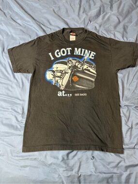 VTG USA Harley Davidson I Got Mine At.. Graphic T-shirt Size M Carolina Coast